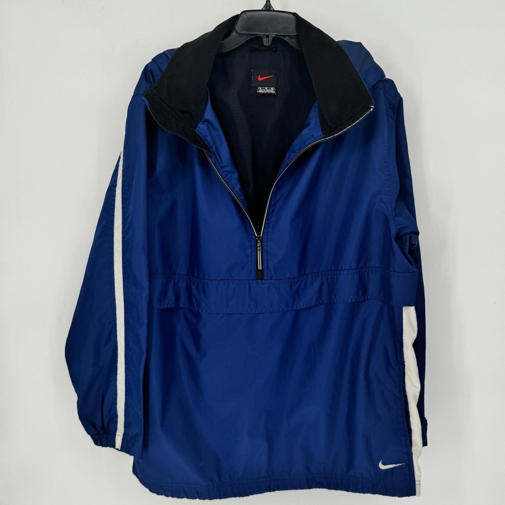 Nike Mens Vintage Half Zip Windbreaker Jacket Blue White Swoosh XL RN 56323